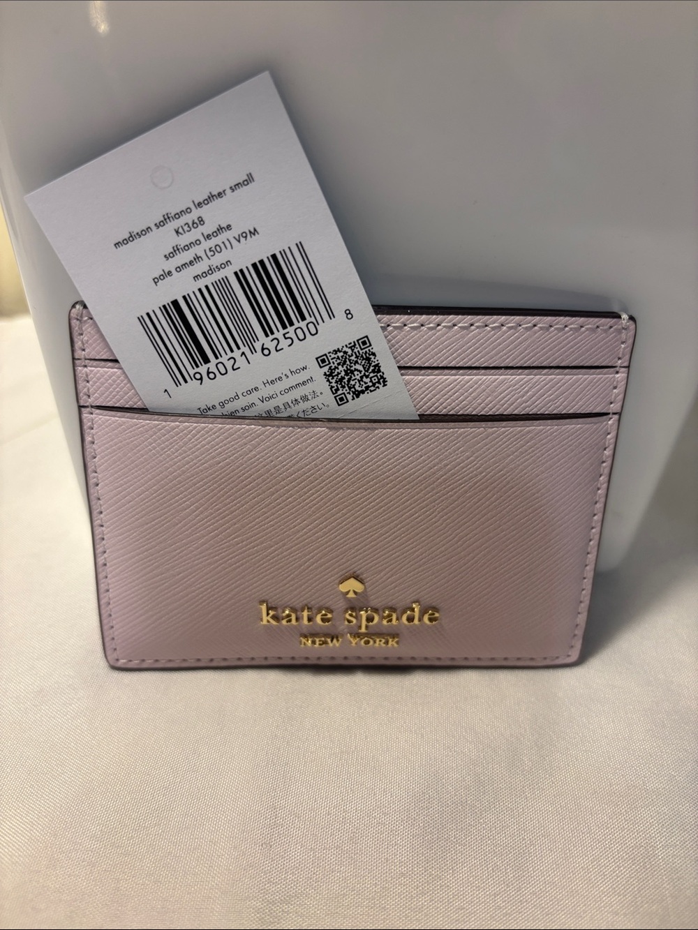 NWT Kate Spade Madison Small Slim Card Holder Saffiano Leather Lavender